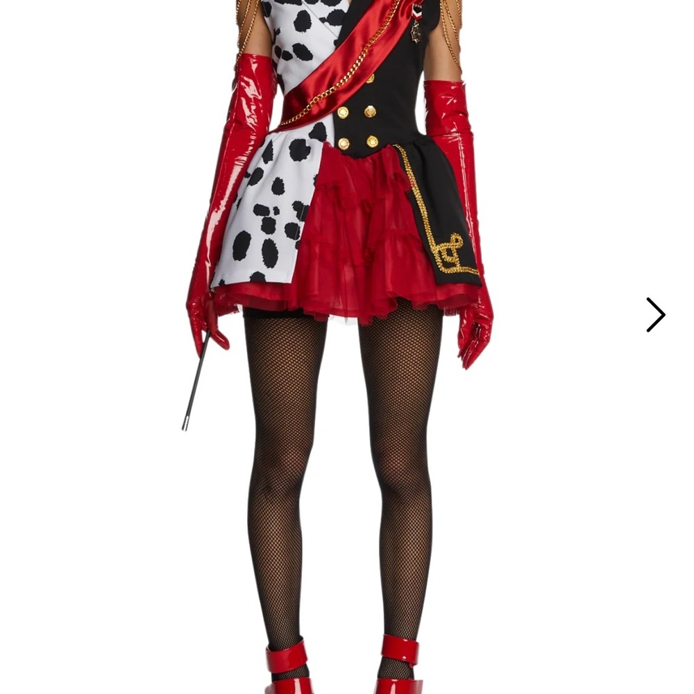 Dalmatian and Cruella Inspired Red and Black Adult Halloween Costume